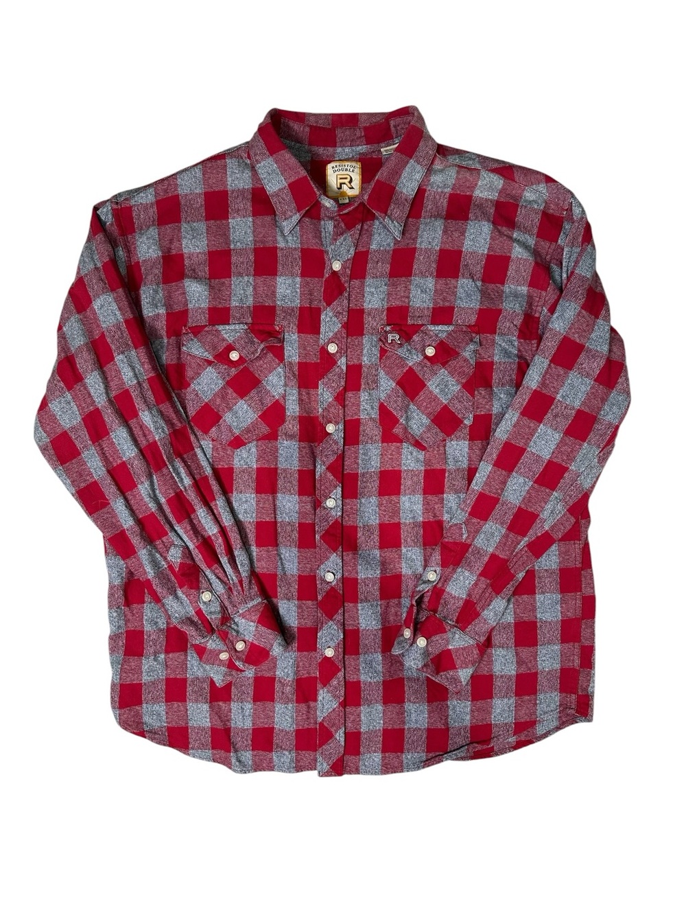Resistol Double R Men’s XXL Cotton Red & Gray Check Plaid Flannel